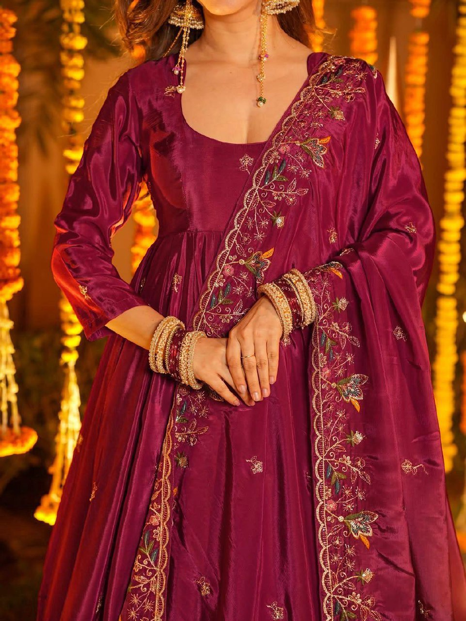 The Radiant Mustard Botanical-Hem Anarkali